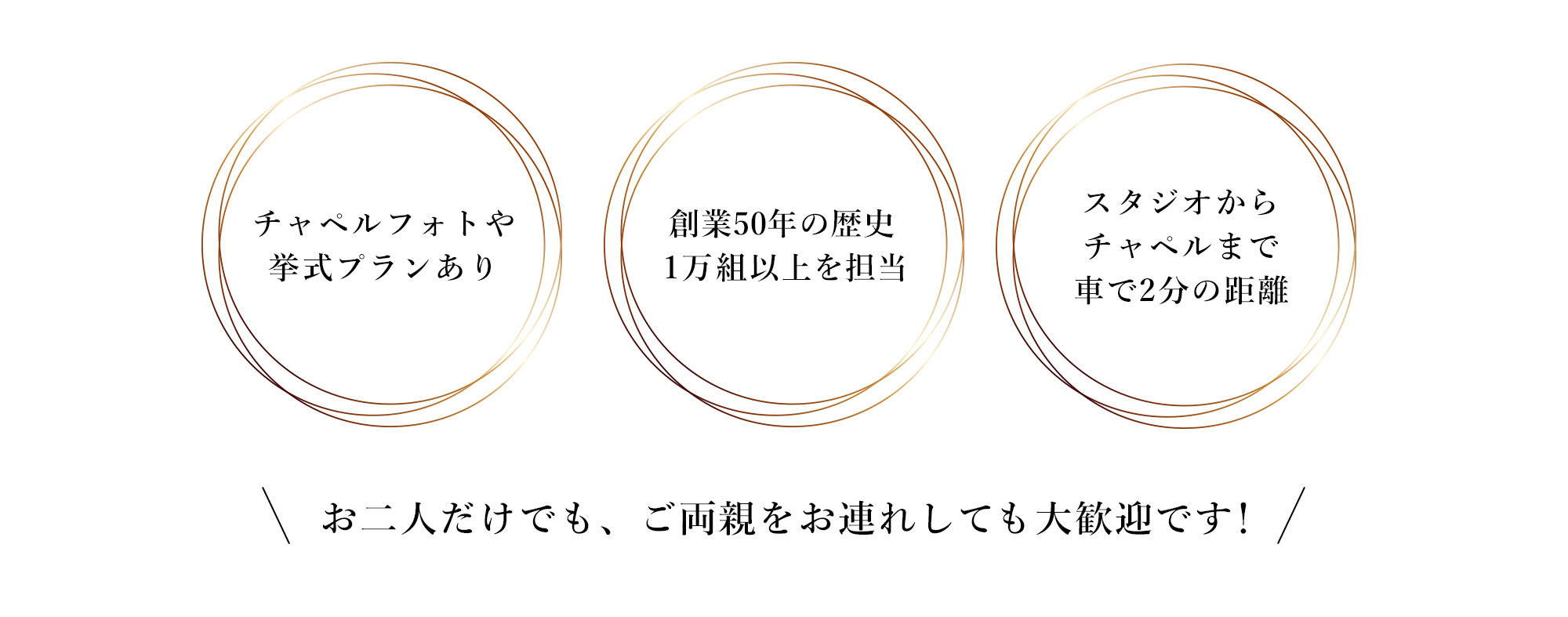 お二人だけでも、ご両親をお連れしても大歓迎です！